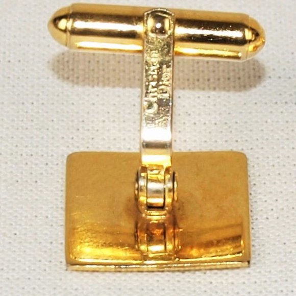 RARE Vintage Authentic Christian DIOR Square Cufflinks in Gold-tone Hardware - Picture 3 of 4
